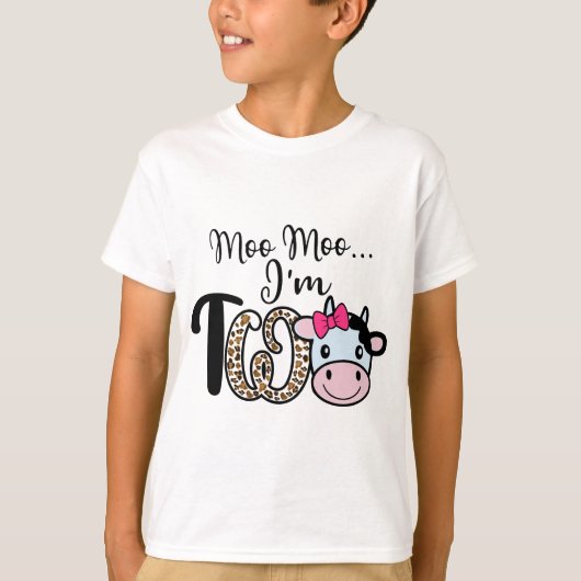 T-shirt Moo Moo Je suis deux Vache mignonne 2e anniversair (Devant)