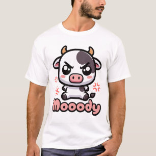 T-shirt Moody ! Caricature de chignon de vache en colère m