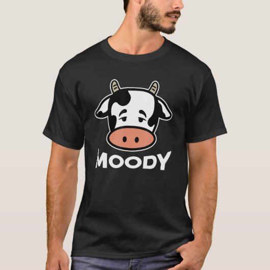T-shirt Moody Cow Cattle Farm Animal (Devant)