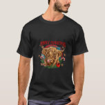 T-shirt Mooey Christmas mignon Highland Cow Santa Hat Cand<br><div class="desc">Moey Christmas mignon Highland Cow Santa Hat Sucre de canne V Cou</div>