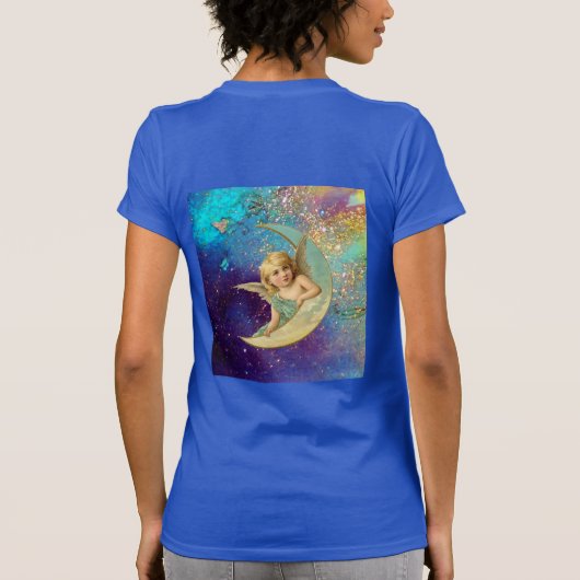 T-SHIRT MOON ANGEL EN OR BLEU JAUNE ÉCLAIRAGE MONOGRAMME (Dos)