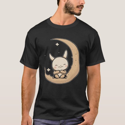 T-shirt Moon Bunny Rabbit Sitting In Crescent Moon Easter (Devant)