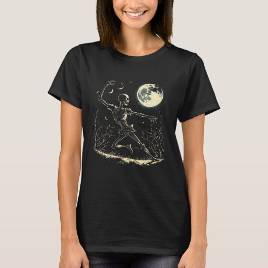 T-shirt Moon Dancing Skeleton Moonlight Halloween 2 (Devant)