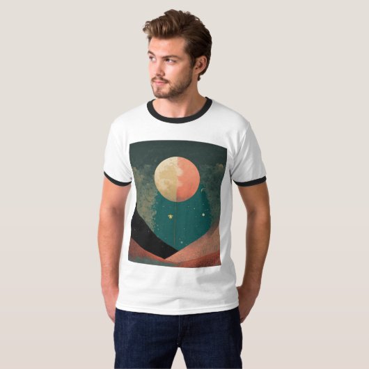 T-shirt Moon demi-ton Design Tee (Devant entier)