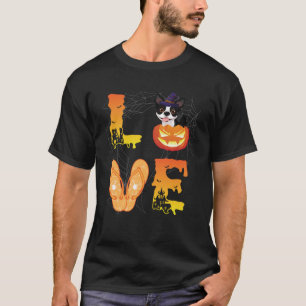 T-shirt Moon Flip Flop Spider Citrouille Boston Terrier LO