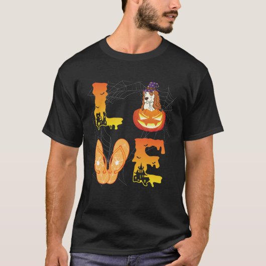 T-shirt Moon Flip Flop Spider Pumpkin Cocker Spaniel LOVE  (Devant)