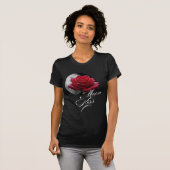 T-shirt Moon Kiss Rose & Full Moon Romantic Art (Devant entier)