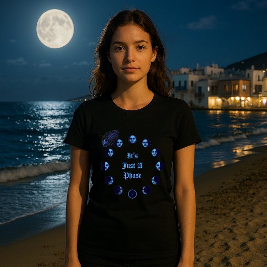 T-shirt Moon Phases Faces Waxing Gibbous Waning Crescent