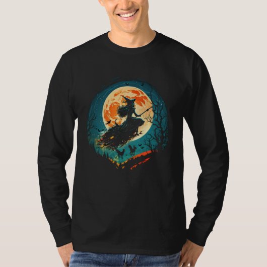 T-shirt Moon Witch Witchcraft Halloween  1 (Devant)