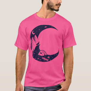 T-shirt Moon Wolf Mountain Camp Pour Les Amoureux Camping