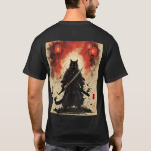 T-shirt Moonlit Samurai Chat - japonais Alley Noir Art