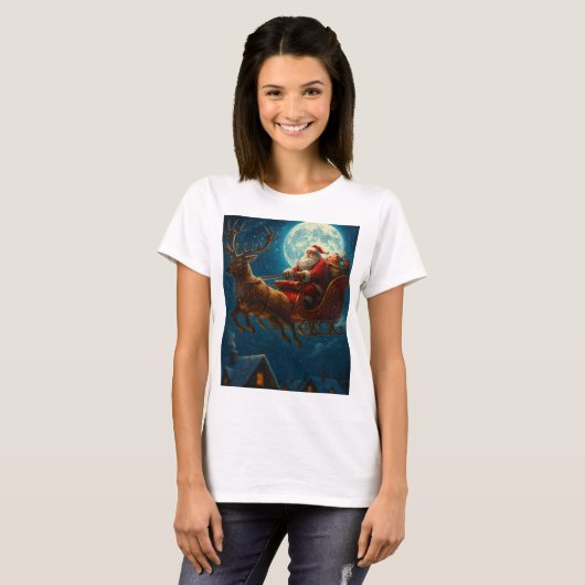 T-shirt Moonlit Sleigh Ride: Santa’s Magical Journey (Devant entier)