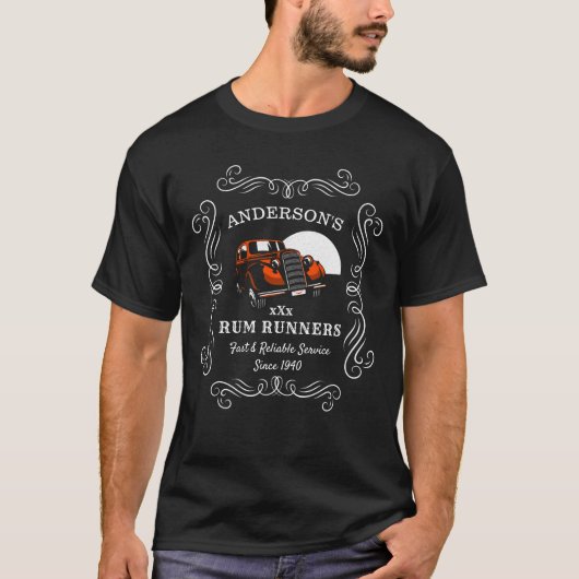 T-shirt Moonshine Rum Runners N'Importe Quel Nom Voiture V (Devant)