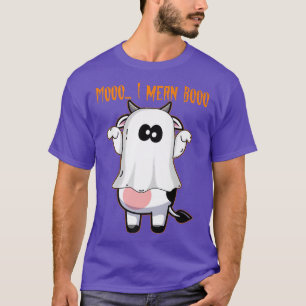 T-shirt Mooo je veux dire Booo Vache Mignonne Fantôme Hall