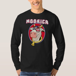 T-shirt Moorica Juillet 4 Patriotic Cow Farmer Américain U