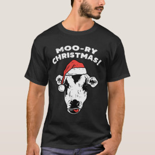 T-shirt Moory Noël Vache Moo Drôle animal de ferme Noël Fa