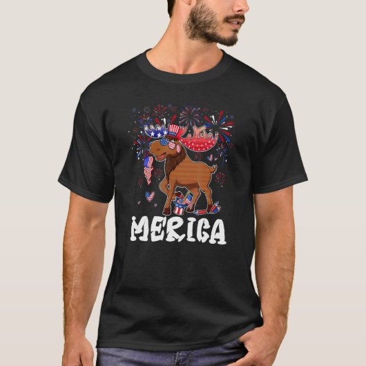T-shirt Moose Avec Fireworks Lunettes de soleil Casquette (Devant)