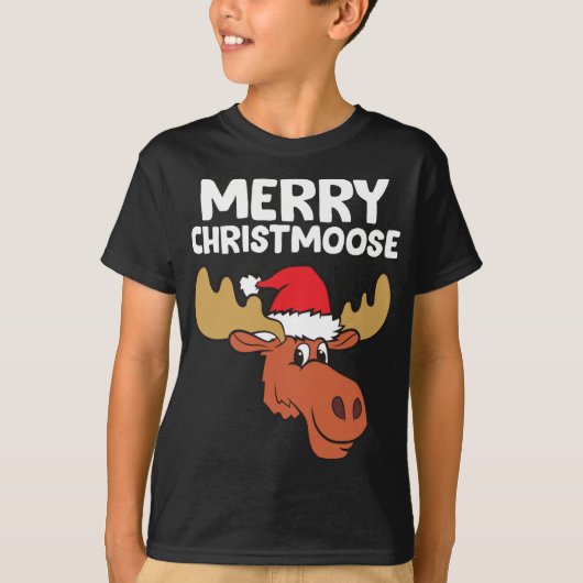 T-shirt Moose Christmas Casquette Moose Joyeux Noël Joyeux (Devant)