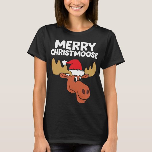 T-shirt Moose Christmas Casquette Moose Joyeux Noël Joyeux (Devant)