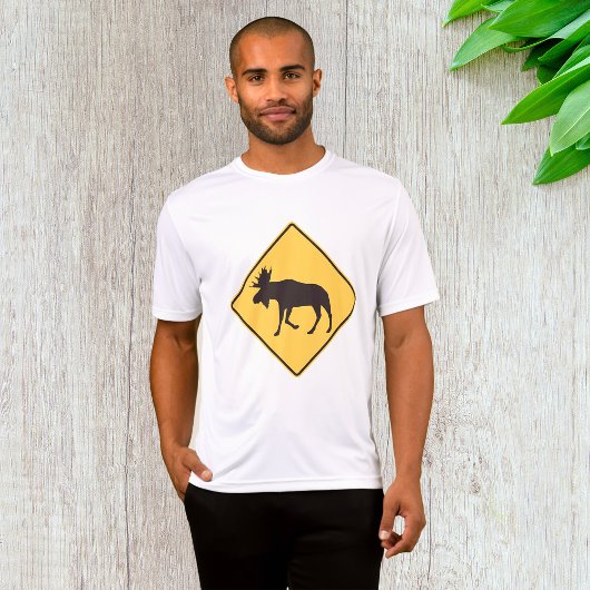 T-shirt Moose Crossing Road Sign Wildlife Safety