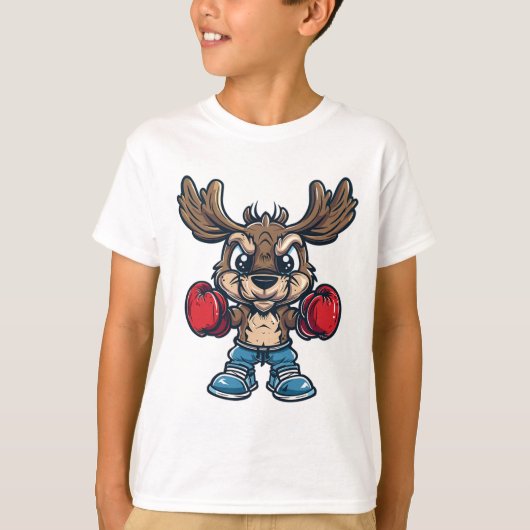 T-shirt Moose de boxe mignon (Devant)