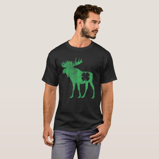 T-shirt Moose Gift St. Patrick's Day Shamrock Clover Irlan (Devant entier)