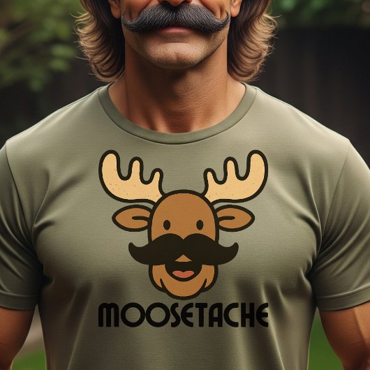 T-shirt Moosetache Funny Moose With Mustache Dad Gifts