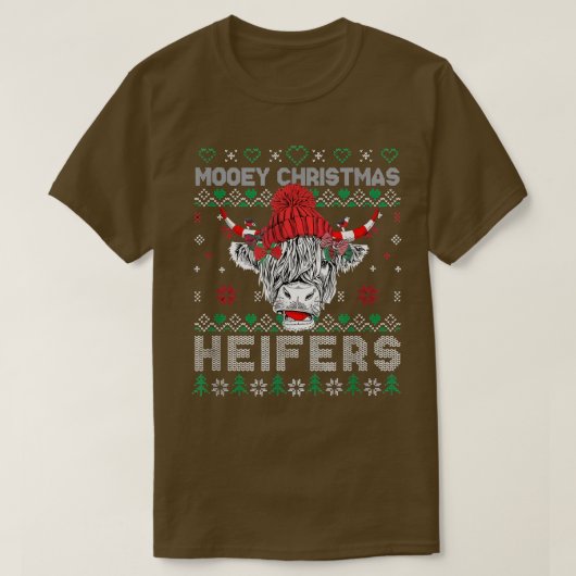 T-shirt Mooy Noël Vache moche Père Noël Heifer Fa de Noël (Design devant)