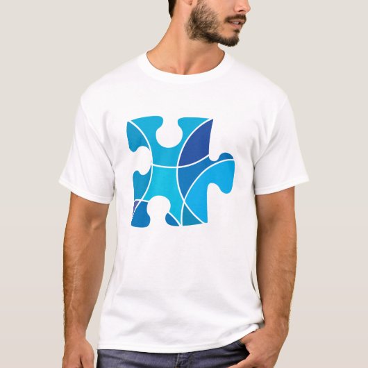 T-shirt Morceau bleu de puzzle (Devant)