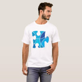 T-shirt Morceau bleu de puzzle (Devant entier)