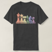 T-shirt Morceaux d'échecs rétro en panne dans une rangée a (Design devant)