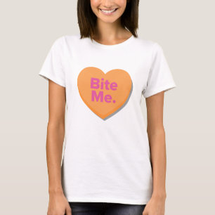 T-shirt Mordez-moi. Coeur orange du jour