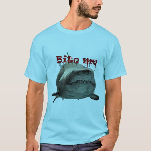 T-shirt Mordez-moi !  Laissez le requin leur dire (Devant)