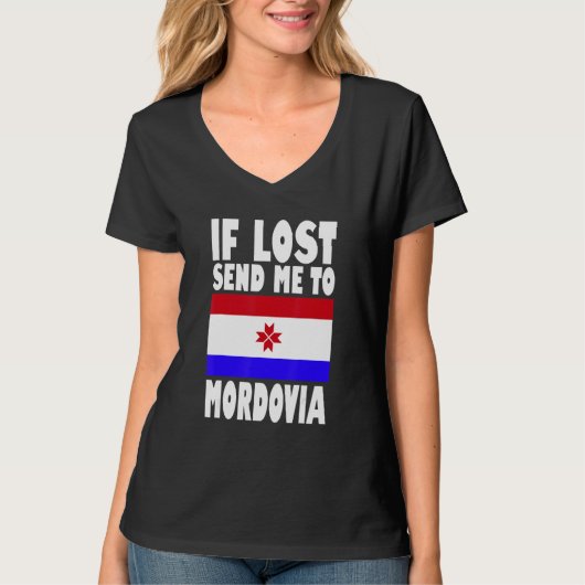 T-shirt Mordovia Flag Design If lost send me to Mordovia (Devant)