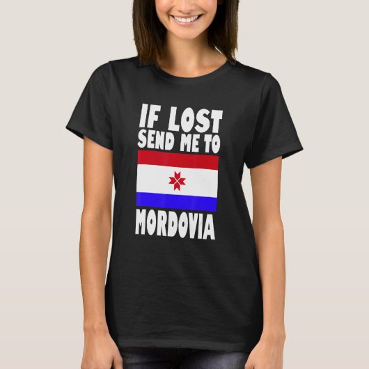 T-shirt Mordovia Flag Design If lost send me to Mordovia (Devant)