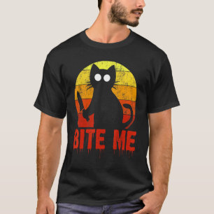 T-shirt Mords-moi Chat Scène d'Horreur Sanglante Chat Ef