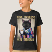 T-shirt More Espresso Less Depresso Japanese Art Funny Cat (Devant)
