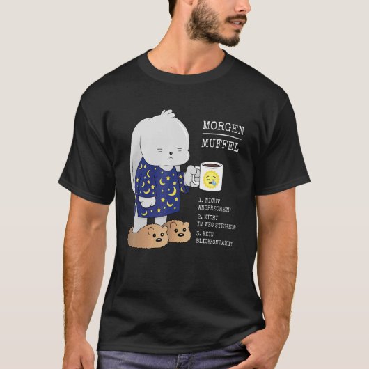 T-shirt Morgenmuffel Rabbit Café Fatigué Dormir tardif Pyj (Devant)