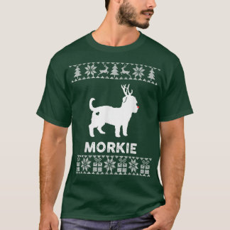 T-shirt Morkie Amoureux des chiens Noël Reindeer Vilain No