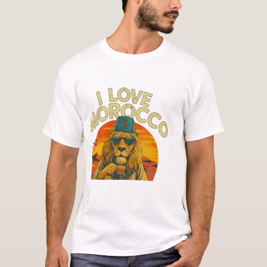 T-shirt Moroccan Lion Pride – I Love Morocco Bold (Devant)