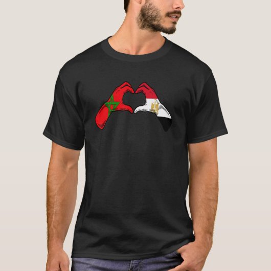 T-shirt Morocco Egypt Flag - Moroccan Egyptian Heart (Devant)