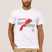 T-shirt Morocco Map Art – Red & Green Moroccan (Devant)