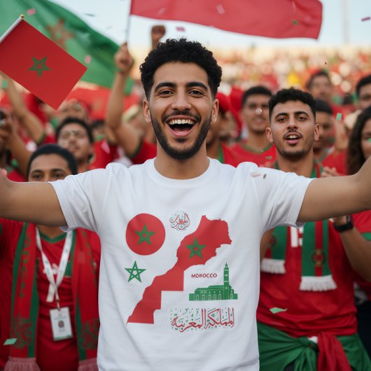 T-shirt Morocco Map & Flag Sticker