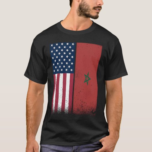 T-shirt Morocco  Moroccan American Flags Proud USA Morocco (Devant)
