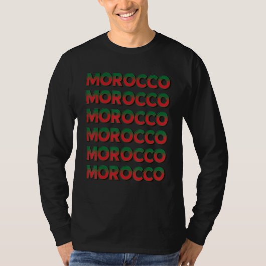 T-shirt Morocco Moroccan Flag Motif Stacked Text (Devant)