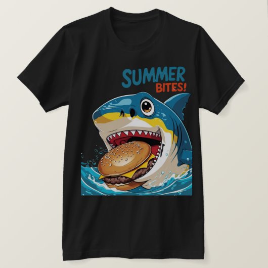 T-shirt Morsures d'été – Requin Bleu (Design devant)