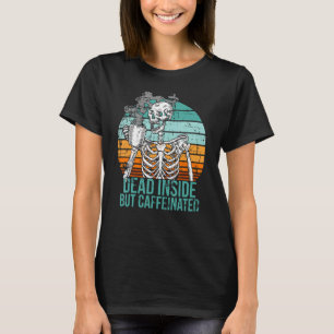 T-shirt Mort à l'intérieur mais cafféiné rétro Noir déprim