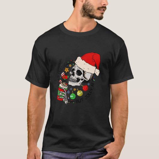 T-shirt Mort À L'Intérieur Mais Jolly AF Funny Skeleton Sa (Devant)