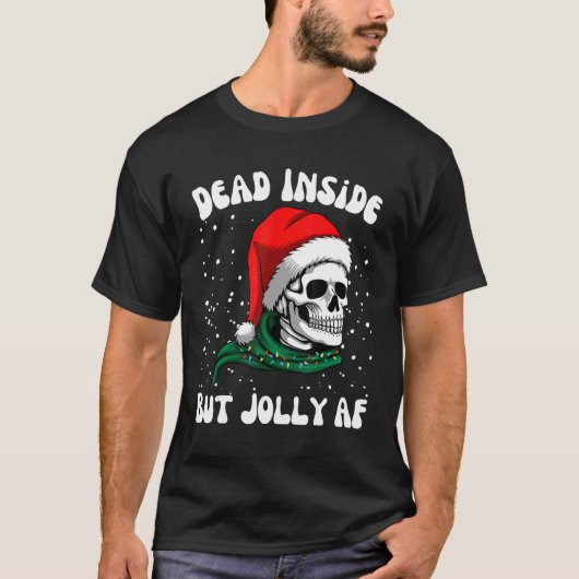 T-shirt Mort À L'Intérieur Mais Jolly AF Skull Père Noël L (Devant)