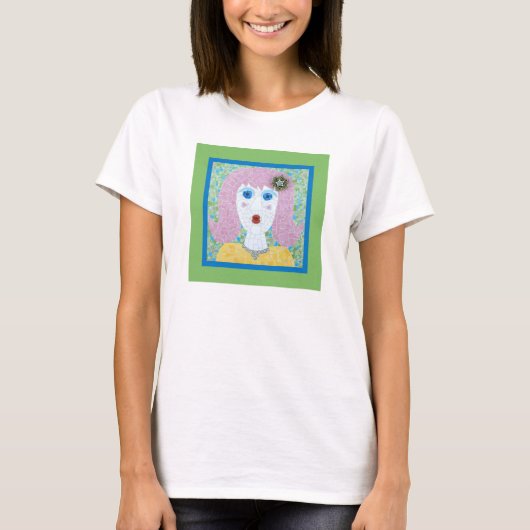 T-shirt Mosaic - Ingrid avec bordure verte et bleue (Devant)